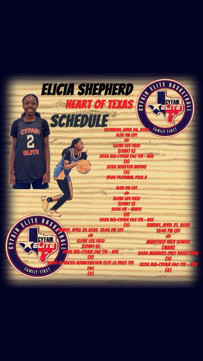Elicia Shepherd (@elicia_shep1) on Twitter photo I will be at the heart of Texas this weekend. See you there coaches!@cbsanders6519 <a href="/PGHArkansas/">Prep Girls Hoops Arkansas</a> <a href="/AYSABasketball/">AmericanYouthSportsAssociation (AYSA)</a> <a href="/ARPrepSports/">Arkansas Prep Sports</a> <a href="/AYSSPORTS/">AYS Sports</a> <a href="/nbnbball/">Coach TJ Jones</a> I will be at the heart of Texas this weekend. See you there coaches!@cbsanders6519 <a href="/PGHArkansas/">Prep Girls Hoops Arkansas</a> <a href="/AYSABasketball/">AmericanYouthSportsAssociation (AYSA)</a> <a href="/ARPrepSports/">Arkansas Prep Sports</a> <a href="/AYSSPORTS/">AYS Sports</a> <a href="/nbnbball/">Coach TJ Jones</a>