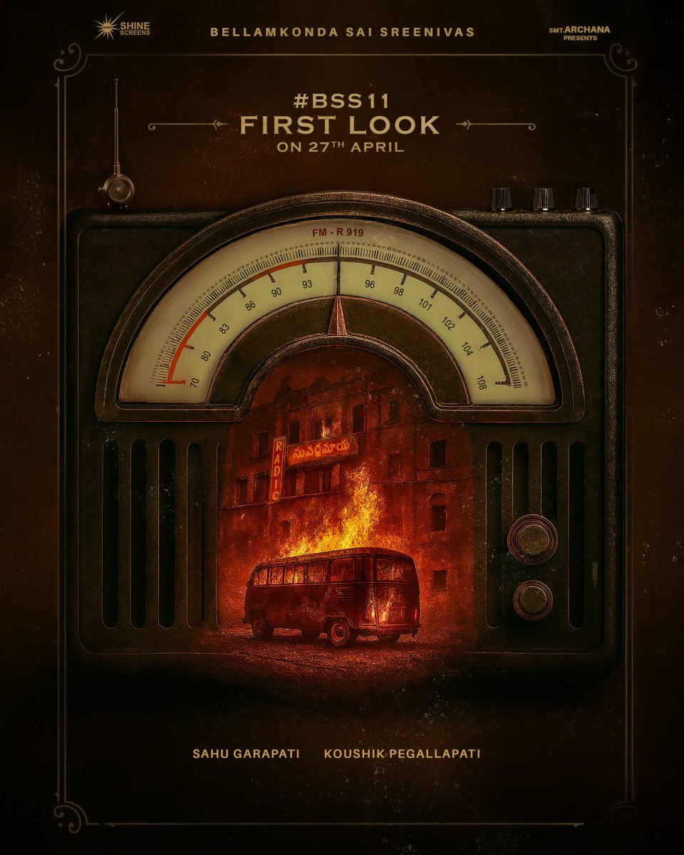 Shine Screens (@shine_screens) on Twitter photo Something spooky is coming your way to haunt you 🥶
#BSS11 FIRST LOOK ON APRIL 27th 💥
<a href="/BSaiSreenivas/">Bellamkonda Sreenivas</a> <a href="/anupamahere/">Anupama Parameswaran</a> <a href="/Koushik_psk/">Koushik Pegallapati</a> <a href="/sahugarapati7/">Sahu Garapati</a> @Samcsmusic <a href="/chaitanmusic/">Chaitan Bharadwaj</a> @chinmay_salaskar_dp <a href="/Shine_Screens/">Shine Screens</a> <a href="/UrsVamsiShekar/">𝐕𝐚𝐦𝐬𝐢𝐒𝐡𝐞𝐤𝐚𝐫</a> Something spooky is coming your way to haunt you 🥶
#BSS11 FIRST LOOK ON APRIL 27th 💥
<a href="/BSaiSreenivas/">Bellamkonda Sreenivas</a> <a href="/anupamahere/">Anupama Parameswaran</a> <a href="/Koushik_psk/">Koushik Pegallapati</a> <a href="/sahugarapati7/">Sahu Garapati</a> @Samcsmusic <a href="/chaitanmusic/">Chaitan Bharadwaj</a> @chinmay_salaskar_dp <a href="/Shine_Screens/">Shine Screens</a> <a href="/UrsVamsiShekar/">𝐕𝐚𝐦𝐬𝐢𝐒𝐡𝐞𝐤𝐚𝐫</a>