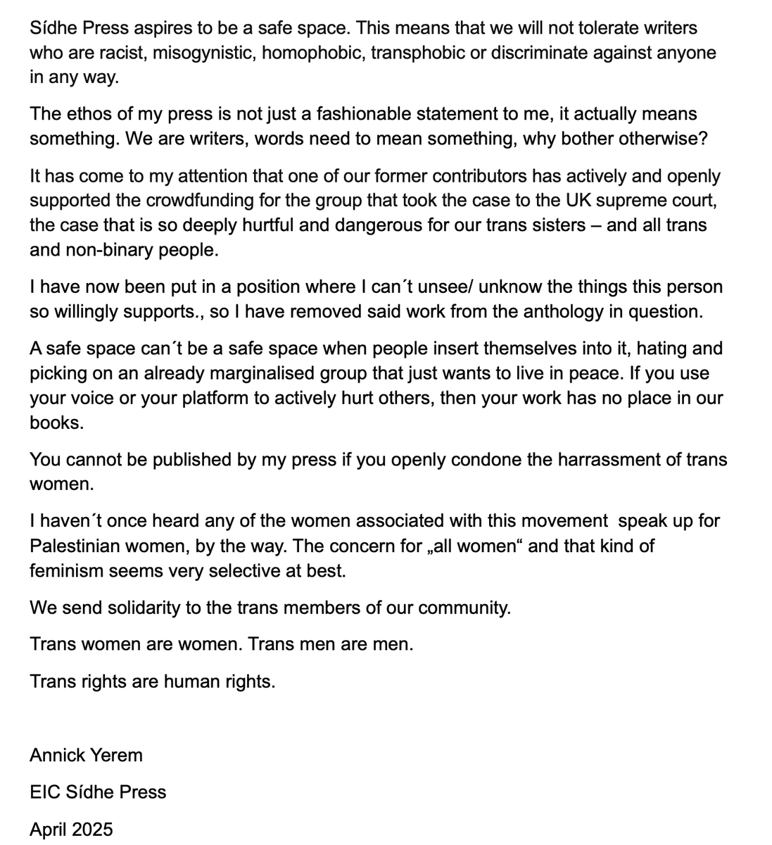 Press statement: