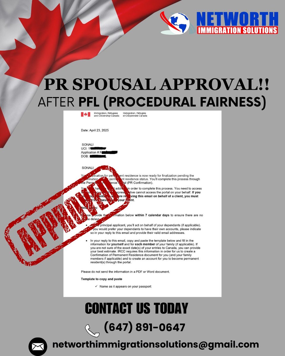 NetworthCo's tweet image. This is just the start of an exciting new chapter in your lives. Congratulations on your PR spousal approval! 🇨🇦. 🇨🇦.
 
#PRProcess #SpousalSponsorshipProcess #CanadaImmigrationNews #PRUpdates #ImmigrationTips