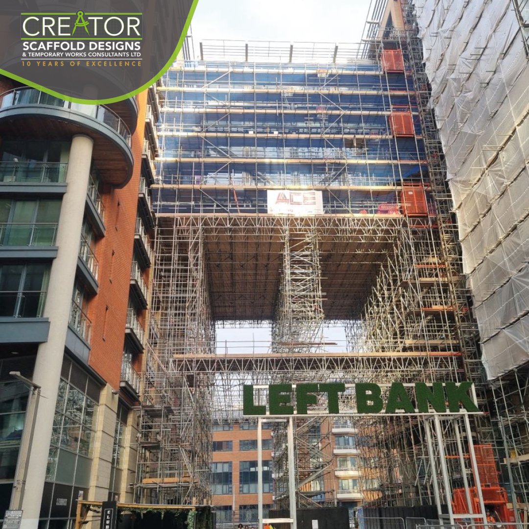 Flashback Friday to our Left Bank project in Manchester 👷‍♂️

A striking scaffold design through a tight city space, delivered for ACE Scaffolding.

Proud to be part of projects like this 💪

#ScaffoldDesign #Construction #Manchester