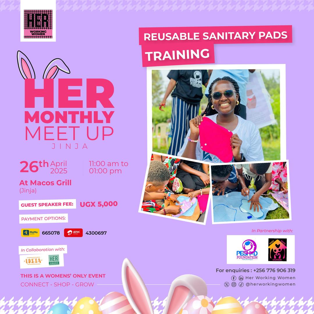 JoviaKusiima_'s tweet photo. I am delighted to be joining the women of Jinja tomorrow as a Guest Speaker at Her Monthly Meet-Up by @herworkingwomen under the theme: Empowering Women’s Health and Entrepreneurship.
Representing @highhopeug in partnership with @peshfoundation.
Let’s #Connect, #Learn & #Grow! https://t.co/NpdE6iTBTS