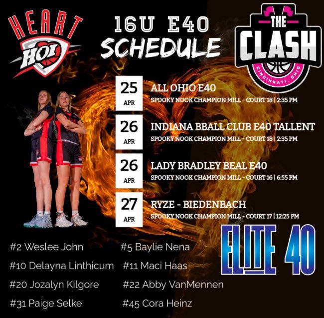 WesleeJ2's tweet image. Here are the schedules for this weekend at The Clash in Cincinnati! Excited to play!!