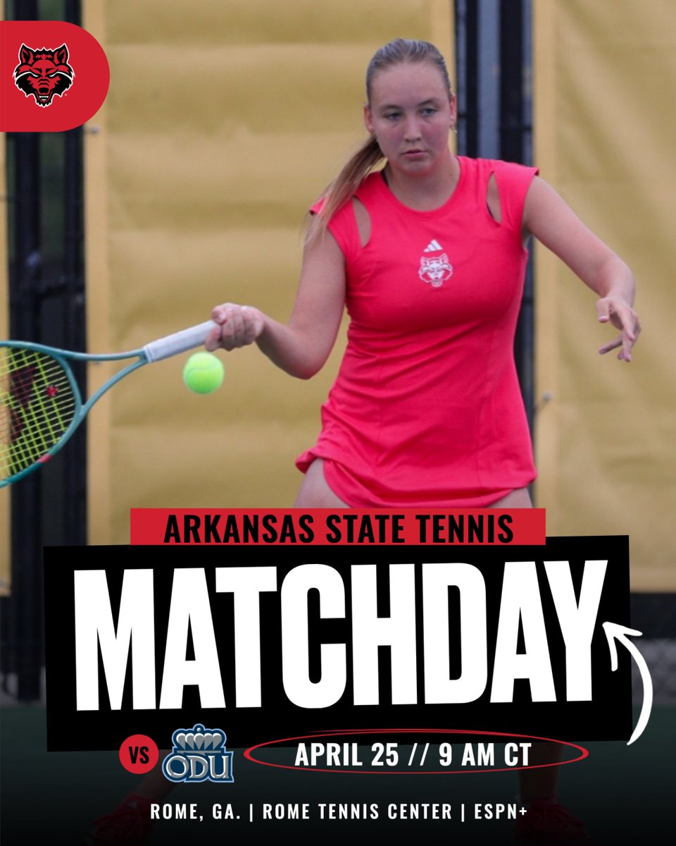 AStateTennis's tweet image. All set for a quaterfinal match day‼️

🆚 #46 Old Dominion [1]
⏰ 9 AM CT
📍 Rome, Ga. | Rome Tennis Center
🎥 bit.ly/3RBVW9v
📊 bit.ly/4iqSucF

#WolvesUp