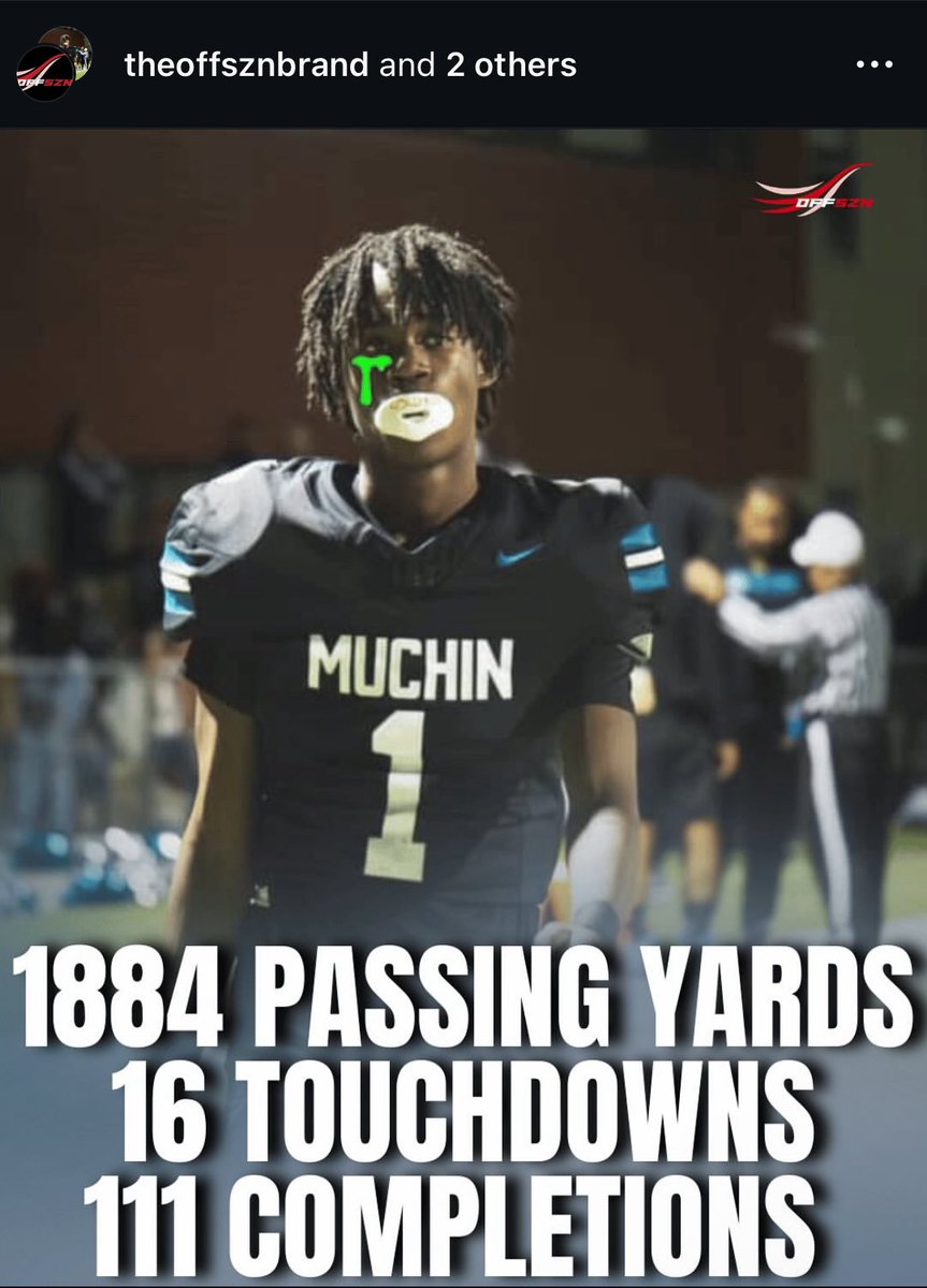 Thanks for the shout out I want to say that I’m not finished and willing to learn on my long journey ahead of me and I am dedicated to my craft and wouldn’t have done it without my teammates go muchin football!!🩵🖤 <a href="/byron_goodrich/">Byron Goodrich</a> 
<a href="/offsznbrand/">OFFSZN</a>
