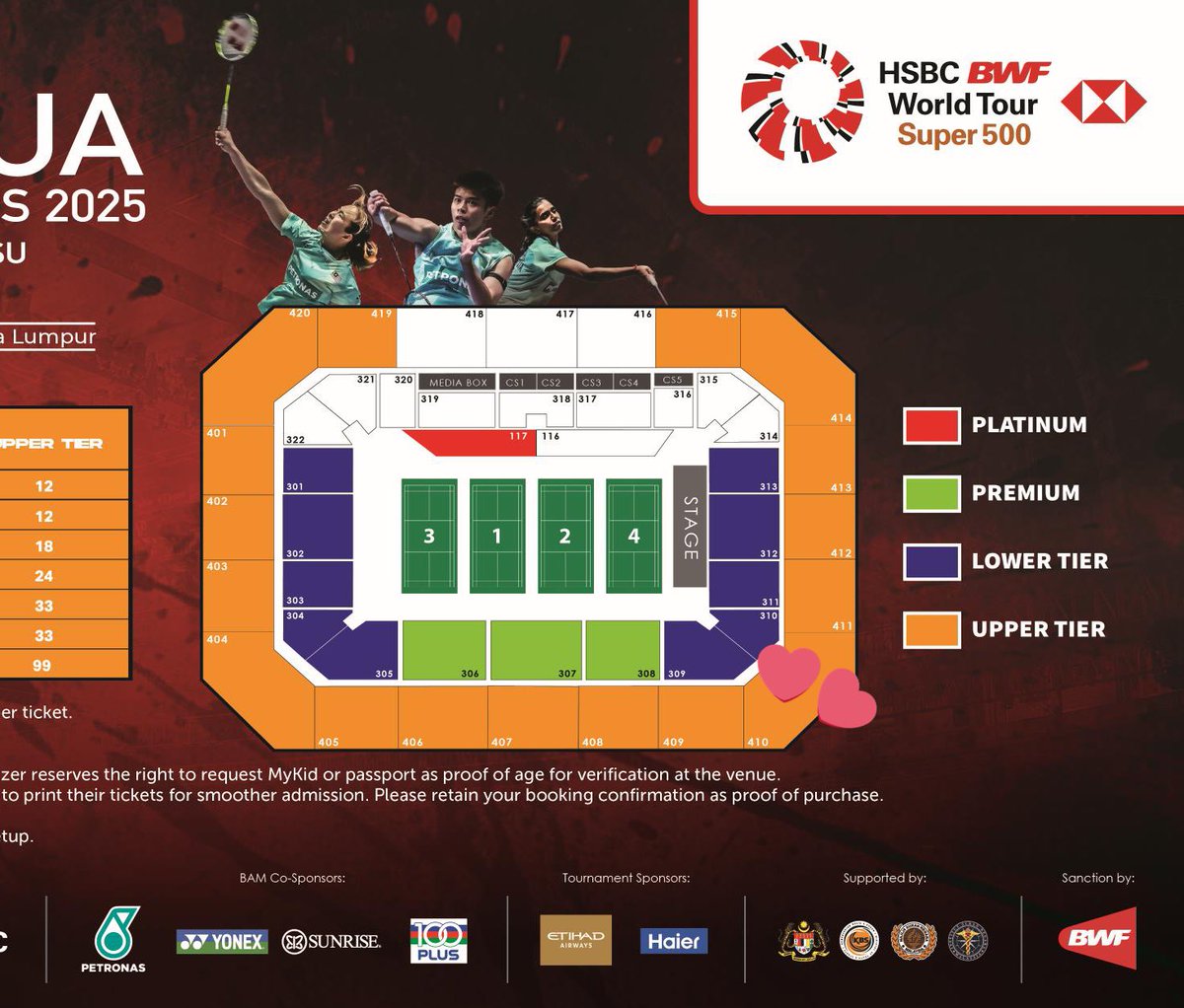 jjaemiese's tweet photo. WTS | 5 TICKETS
PERODUA MALAYSIA MASTER 2025
24/5/2025 | SATURDAY
Section : Block 410 Seat D16, D17, D18, D19,  D20
Price : RM180 (RM36/each. bought original price at RM187)

RTS: i have a test on that day 😭💔

DM me if interested! 
#PERODUAMalaysiaMasters2025
#PMM2025 https://t.co/QaD00WaTzv