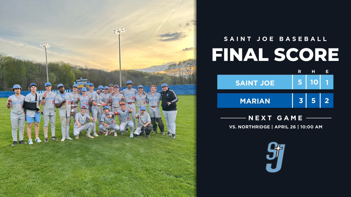 Saint Joseph High School Athletics (@saintjoesports) on Twitter photo FINAL: <a href="/SaintJoeBsball/">Saint Joe Baseball</a> came up big with a late push to take down Marian 5-3 in extra innings!
With the game tied in the 8th, Brady Langager delivered the clutch moment—launching a 2-run homer to left field to seal the deal.
Dallas Downey, Brady Langager, and Franco Biffle FINAL: <a href="/SaintJoeBsball/">Saint Joe Baseball</a> came up big with a late push to take down Marian 5-3 in extra innings!
With the game tied in the 8th, Brady Langager delivered the clutch moment—launching a 2-run homer to left field to seal the deal.
Dallas Downey, Brady Langager, and Franco Biffle