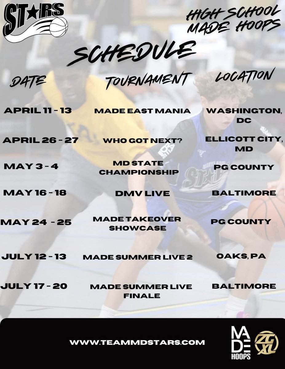 AAU Schedule - Team MD Stars