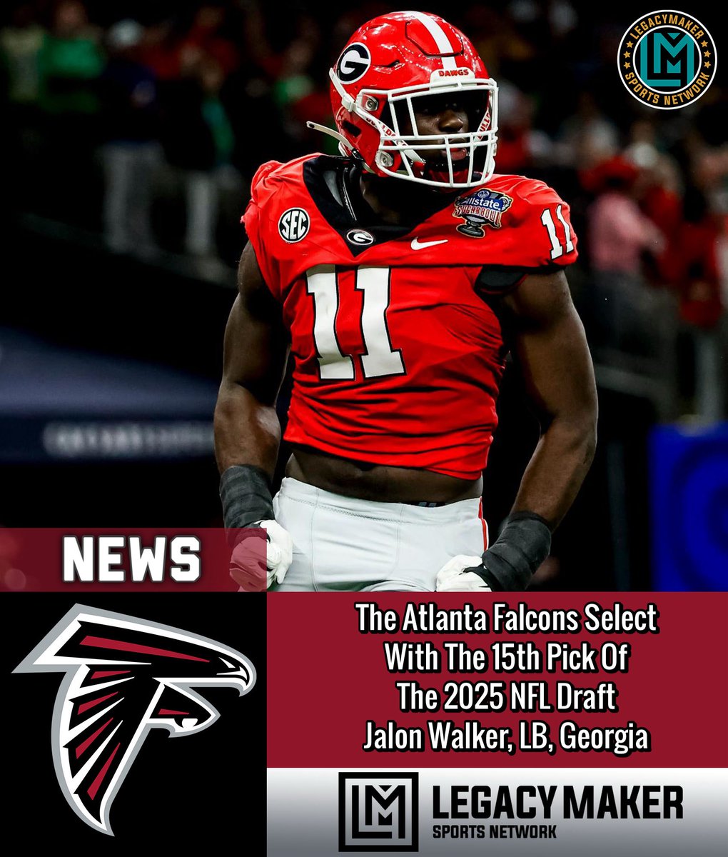 The Atlanta #Falcons Select
With The 15th Pick Of
The 2025 NFL Draft 
Jalon Walker, LB, Georgia

#NFLDraft #nfl #explore #lmsnetwork
