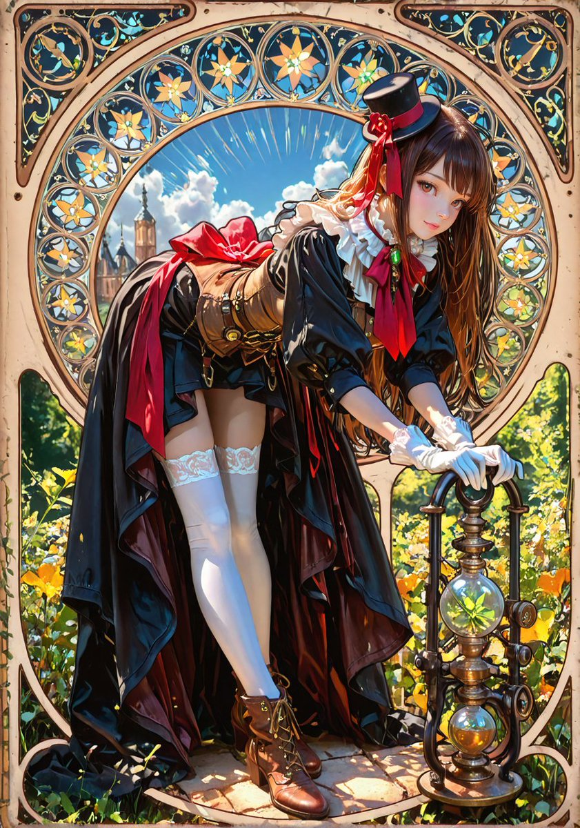 【幻影少女】
ご主人様 食後のスペシュアルな
コーヒーを今抽出しておりますので
今しばらくお待ちくださいませ
#幻影少女 #AIイラスト #ArtNouveau 
#創作イラスト #魔導司書 
#美少女イラスト #幻想アート