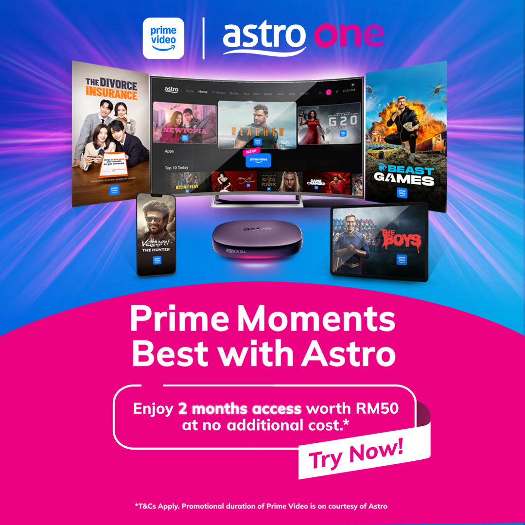 astroonline's tweet photo. #NEW on Astro: Prime Video is here! Enjoy Reacher, The Boys, Budak Flat &amp; more — ENJOY for 2 MONTHS at no cost - for all Astro customers! 

📺 Press “Home” on your Astro remote > Open Prime Video
More info: https://t.co/C907WEJ0QI #PrimeVideoMY #AstroOne #PrimeOnAstro https://t.co/7xBjHT4FbR