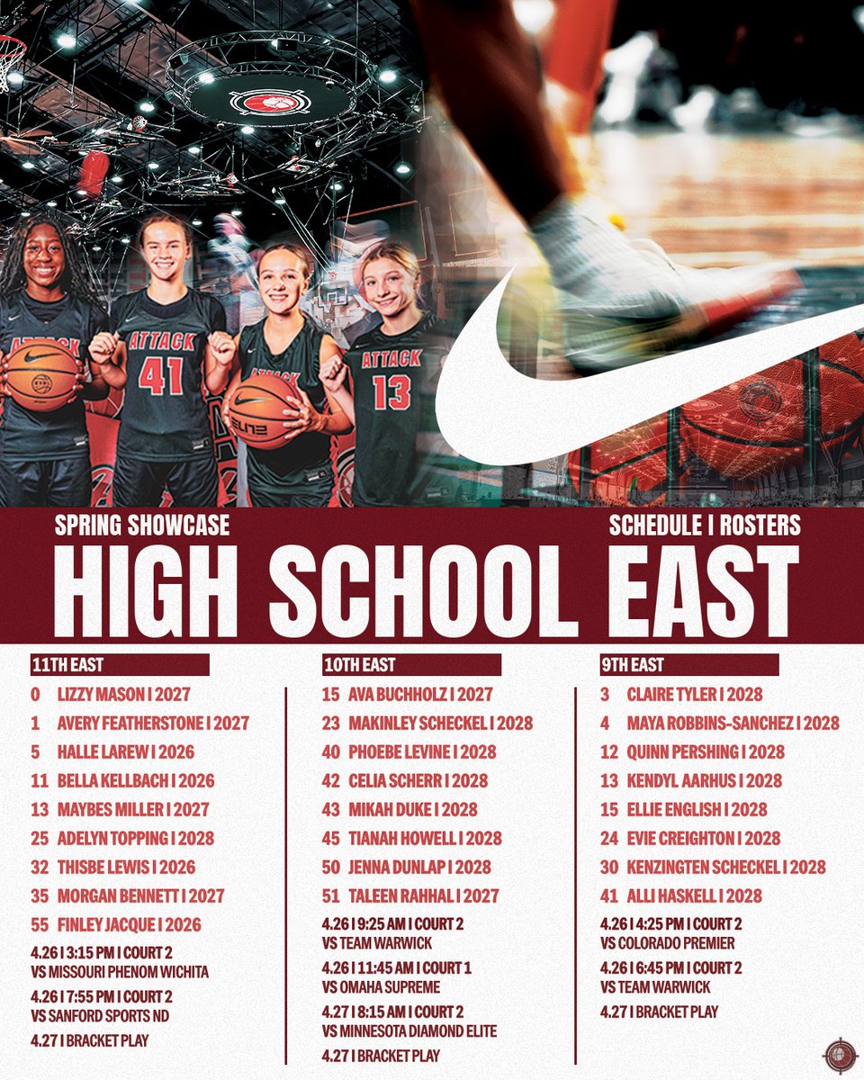 𝓐𝓟𝓡𝓘𝓛 𝓛𝓘𝓥𝓔 𝓢𝓒𝓗𝓔𝓓𝓤𝓛𝓔
Starts Saturday ...

Spring Showcase
🗓️ April 26 - 27
📍 Waukee, IA

#AttackFamily