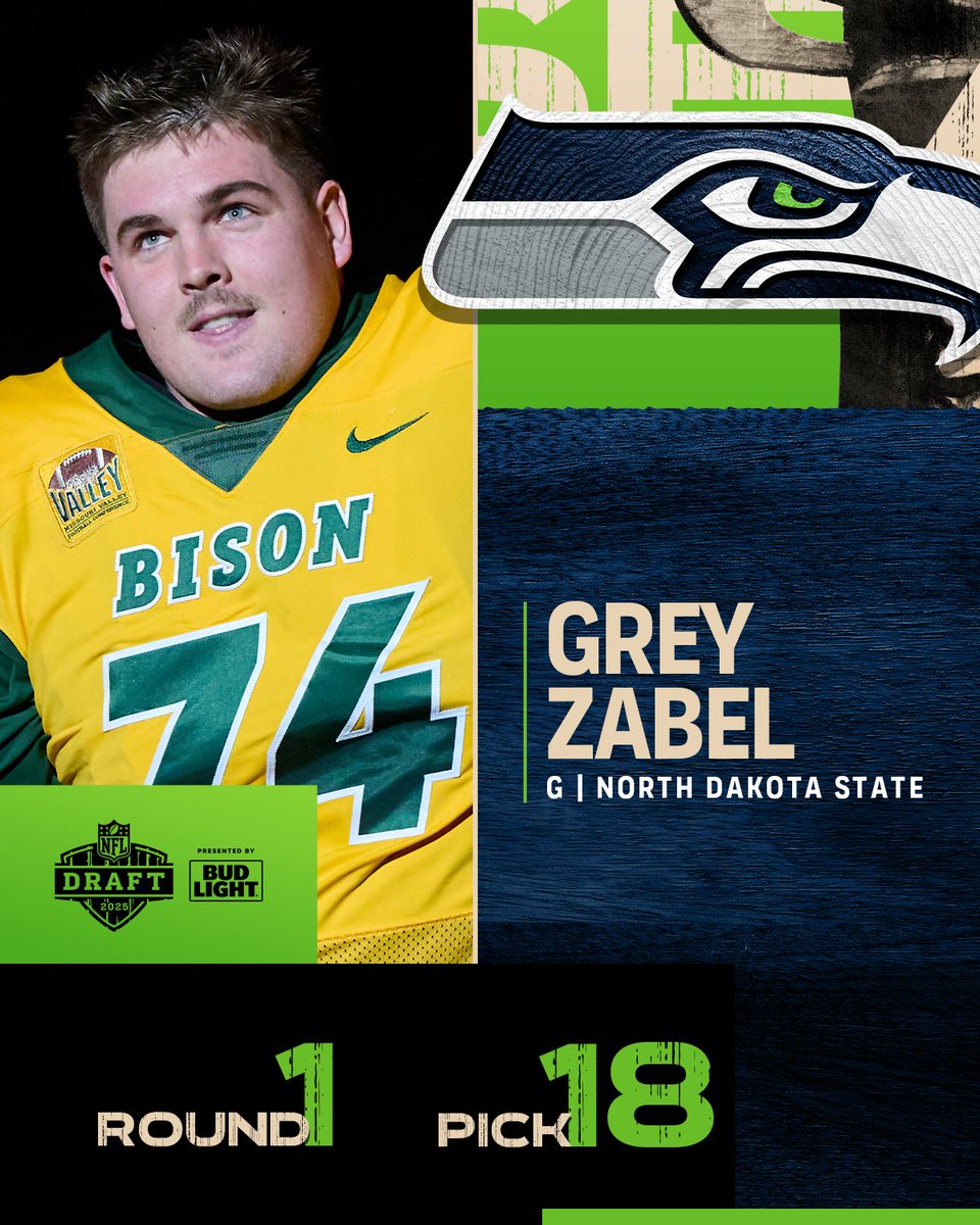 NFL (@nfl) on Twitter photo With the No. 18 overall pick in the 2025 <a href="/NFLDraft/">NFL Draft</a>, the <a href="/Seahawks/">Seattle Seahawks</a> select Grey Zabel. <a href="/NewEraCap/">New Era Cap</a>
πΊ: #NFLDraft on NFLN/ESPN/ABC
π±: Stream on <a href="/NFLPlus/">NFL+</a> With the No. 18 overall pick in the 2025 <a href="/NFLDraft/">NFL Draft</a>, the <a href="/Seahawks/">Seattle Seahawks</a> select Grey Zabel. <a href="/NewEraCap/">New Era Cap</a>
πΊ: #NFLDraft on NFLN/ESPN/ABC
π±: Stream on <a href="/NFLPlus/">NFL+</a>