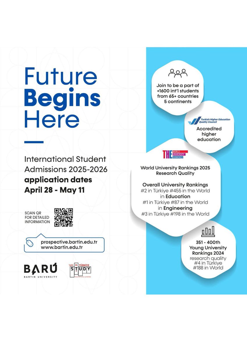 T.C. Seul Eğitim Müşavirliği (@egitimseul) on Twitter photo Bartın Üniversitesi 2025-2026 akademik yılı için uluslararası öğrenci başvuruları 28 Nisan - 11 Mayıs 2025 tarihleri arasında alınacaktır.
Başvuru için:
w3.bartin.edu.tr
iso.bartin.edu.tr
<a href="/tcmeb/">Millî Eğitim Bakanlığı</a>
<a href="/mebyyegm/">Yükseköğretim ve Yurt Dışı Eğitim Genel Müdürlüğü</a> Bartın Üniversitesi 2025-2026 akademik yılı için uluslararası öğrenci başvuruları 28 Nisan - 11 Mayıs 2025 tarihleri arasında alınacaktır.
Başvuru için:
w3.bartin.edu.tr
iso.bartin.edu.tr
<a href="/tcmeb/">Millî Eğitim Bakanlığı</a>
<a href="/mebyyegm/">Yükseköğretim ve Yurt Dışı Eğitim Genel Müdürlüğü</a>