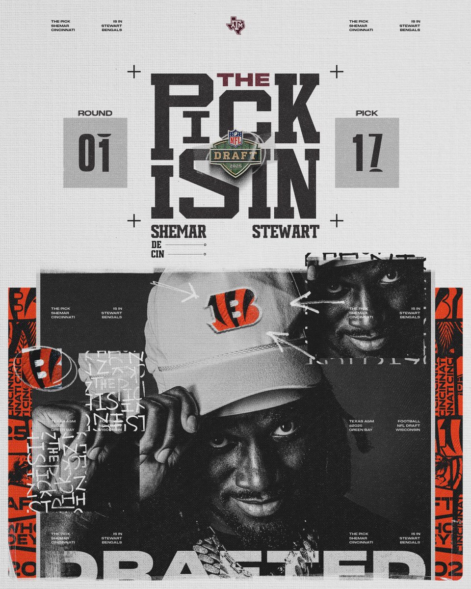 Texas A&M Football (@aggiefootball) on Twitter photo You got a good one, <a href="/Bengals/">Cincinnati Bengals</a>.
<a href="/ShemarStewart14/">Shemar Stewart</a> is heading to Cincinnati!
#GigEm | #NFLAggies You got a good one, <a href="/Bengals/">Cincinnati Bengals</a>.
<a href="/ShemarStewart14/">Shemar Stewart</a> is heading to Cincinnati!
#GigEm | #NFLAggies