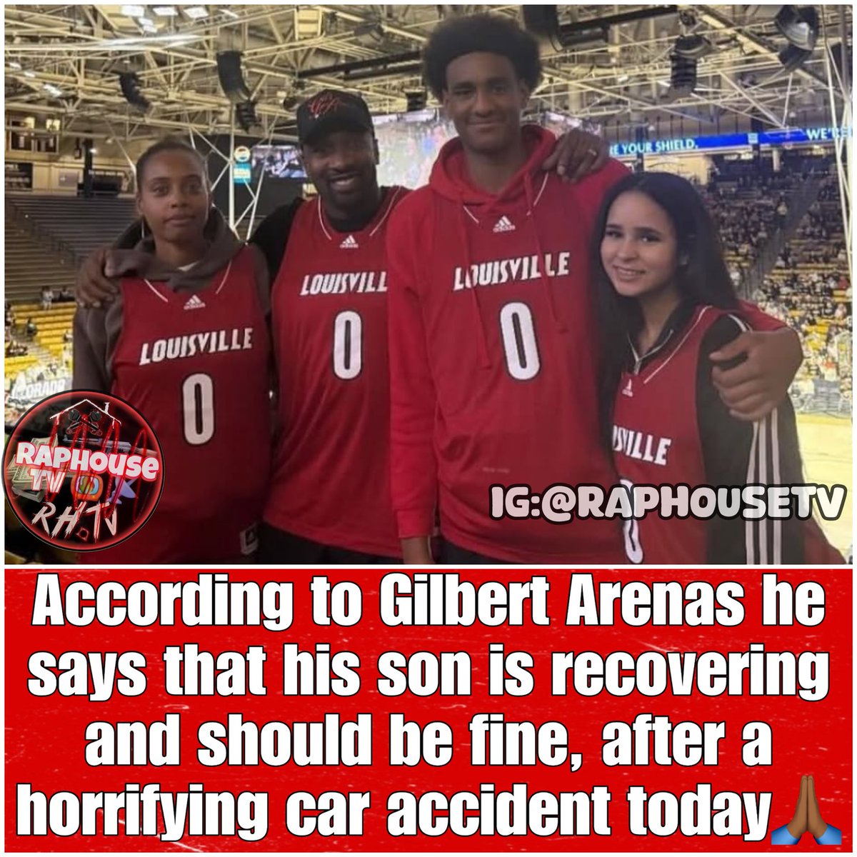 According to Gilbert Arenas he says that his son Alijah Arenas is recovering and should be fine, after a horrifying car accident today 🙏🏾