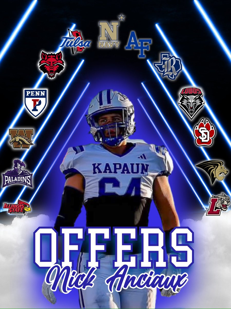 Nicholas Anciaux (@nickanciaux) on Twitter photo Grateful for all the opportunities I have received so far! Thanks to <a href="/ella_anciaux13/">Ella Anciaux</a> for the graphic.
<a href="/westonschartz/">Weston Schartz/ Kapaun Football</a> <a href="/PIAthletes/">Coach James Tabor</a> Grateful for all the opportunities I have received so far! Thanks to <a href="/ella_anciaux13/">Ella Anciaux</a> for the graphic.
<a href="/westonschartz/">Weston Schartz/ Kapaun Football</a> <a href="/PIAthletes/">Coach James Tabor</a>