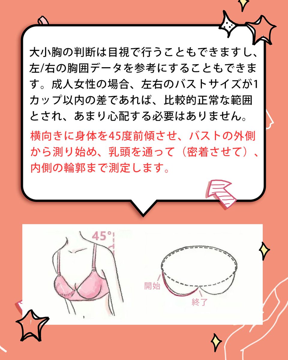 Veimia_Japan's tweet image. 🌸バストケアTips🌸

「左右差1カップ以内なら自然範囲✨」
・測り方：前傾45度で外側→乳頭→内側
・インナー選び：大→浅カップ/小→深カップ
・妊娠中は綿100%!下(MISSING)着＆交互授乳推奨
・睡眠時は小さい方を上に横向きor仰向け
・豊満胸は専用下着で固定保護🔒

#バストケア #女性の健康