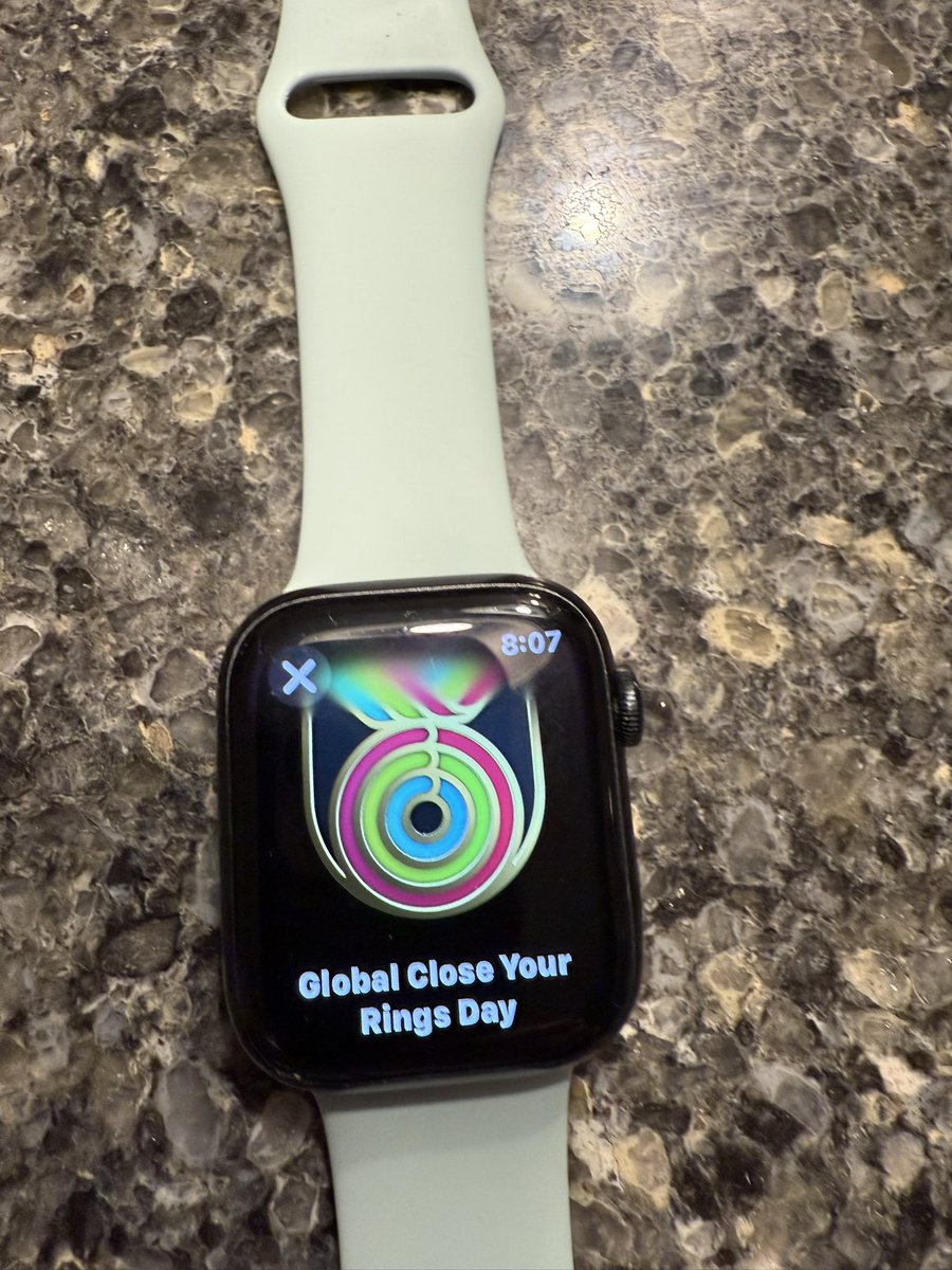 I closed my rings today with a 4 mile hilly walk in the rain and got this nifty badge.  Happy 10th Birthday #AppleWatch. #CloseYourRings