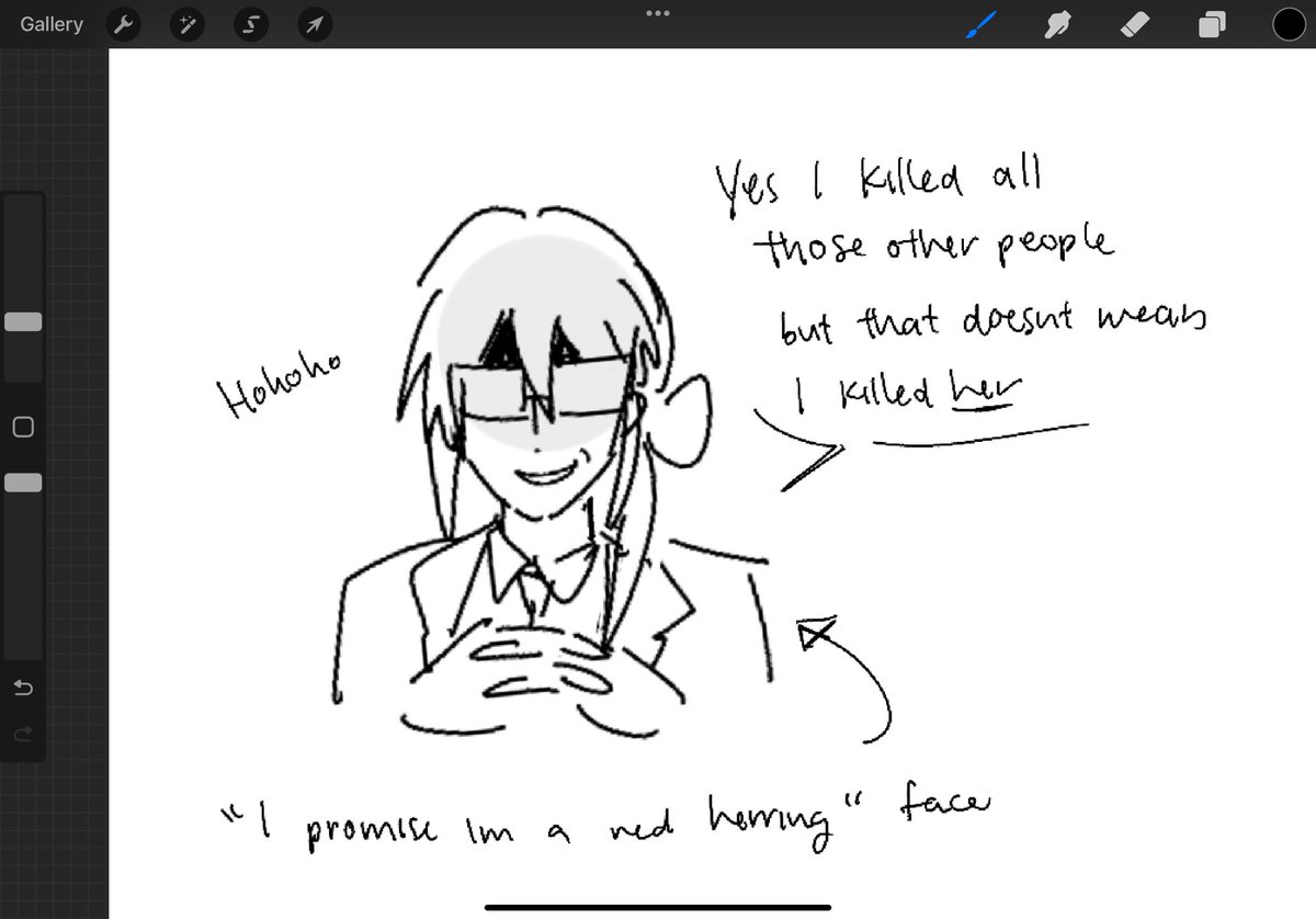 I'm avoiding drawing spoilers past where the person I'm showing this game to for the first time has seen. But I think it's so funny that the first 30 min of BBL is just Dr. Iwamine hohoho-ing over how obviously suspicious he is