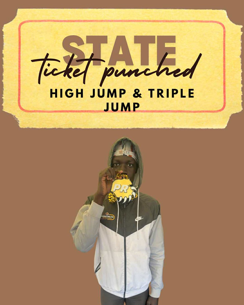 🎫TICKETS PUNCHED FOR STATE🎫
Chris Kambal
Triple Jump 41' 6.5"
High Jump 6'2"