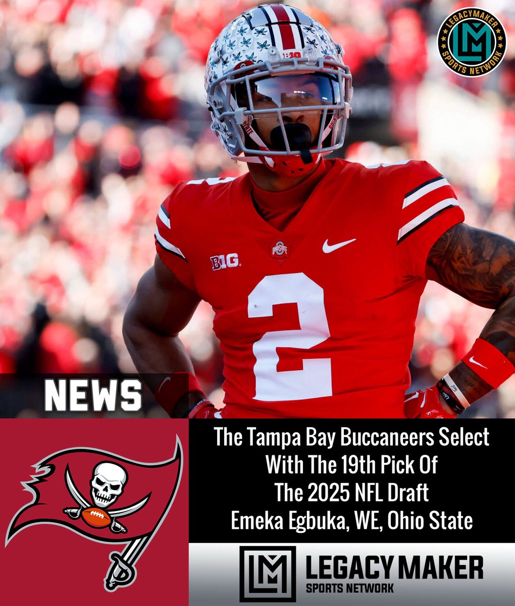 The Tampa Bay #Buccaneers Select
With The 19th Pick Of
The 2025 NFL Draft 
Emeka Egbuka, WE, Ohio State

#nfl #nfldraft25 #explore #lmsnetwork