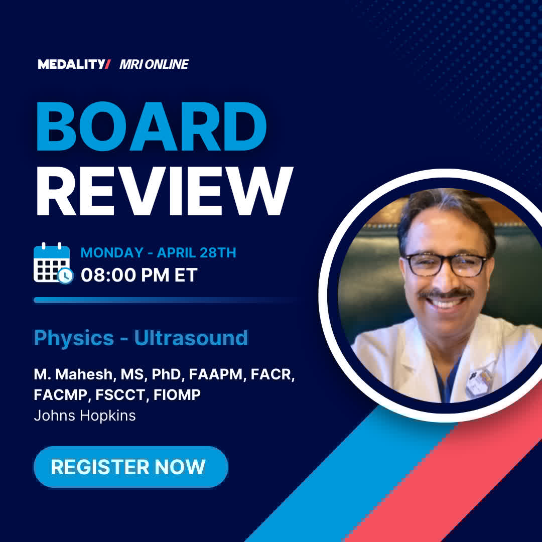 Medality (formerly MRI Online) (@medalityhq) on Twitter photo Join <a href="/mmahesh1/">Dr M. Mahesh (ಮಹೇಶ್) (he/him/his)</a> for a review of high-yield ultrasound physics topics on Monday, April 28th!
Register now: bit.ly/41pPOqv
#radiology #abrcore #boardreview Join <a href="/mmahesh1/">Dr M. Mahesh (ಮಹೇಶ್) (he/him/his)</a> for a review of high-yield ultrasound physics topics on Monday, April 28th!
Register now: bit.ly/41pPOqv
#radiology #abrcore #boardreview