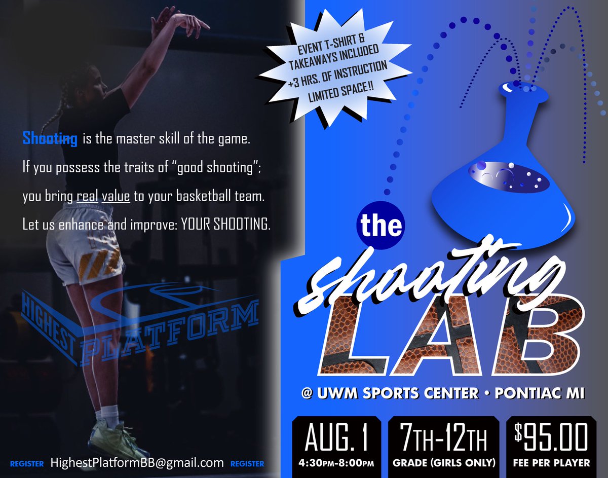 HighestPlatform's tweet photo. S H O O T I N G   L A B
🔥9th YEAR EVENT🔥

✔️ Aug. 1st, 4:30-8:00pm
✔️ 7th-12th Grade Girls
✔️ YOUR shot profile
✔️ 8 segments covered 
✔️ Best methods+practices
✔️ 18-player max limit
✔️ Details below

DON’T WAIT…Email:
HighestPlatformBB@gmail.com

- w/questions and to signup! https://t.co/eWUR0RmR17