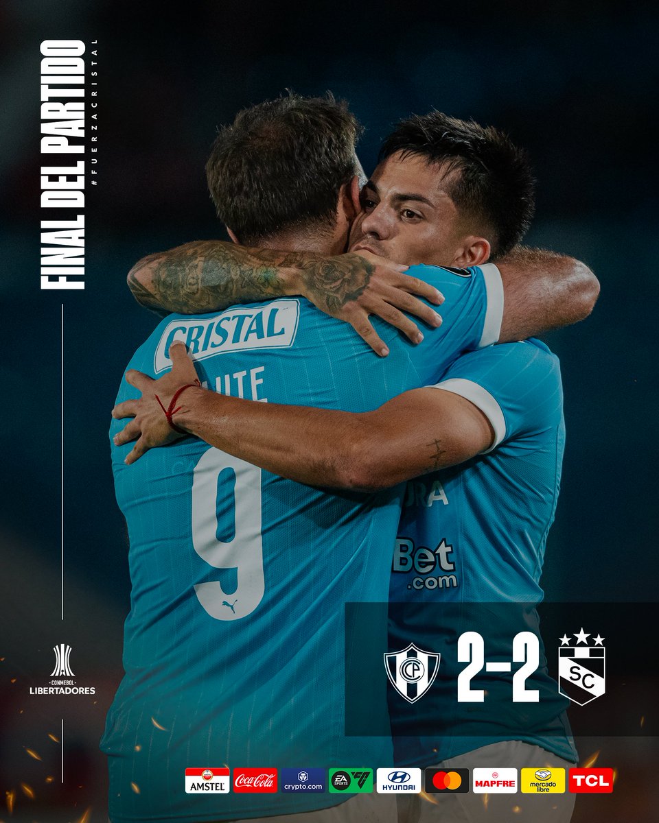 ClubSCristal's tweet photo. Empate en Asunción, ¡se vienen 2 partidos en Lima! 

¡Vamos Celestes! 💪

#FuerzaCristal https://t.co/FTIaBjAYdP