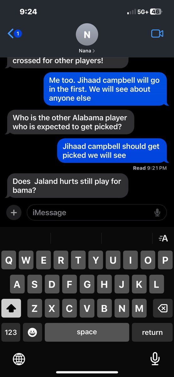 J_freshwater_05's tweet photo. Love a text thread with Grandma. Looks like a few tries on Jalen. #notalib https://t.co/83l4xMglZb