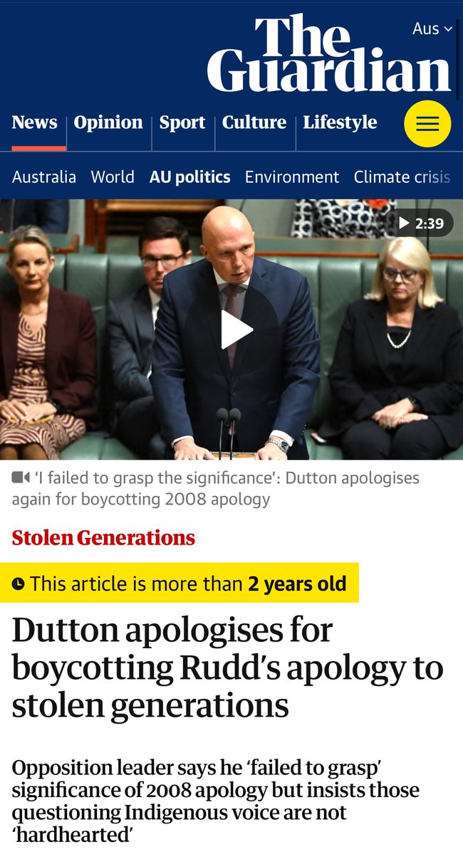 shanebazzi's tweet photo. Dutton, who has made many racist comments/policies, who boycotted the Apology to the Stolen Generations, opposed the voice, who’ll refuse to stand in front of an Aboriginal flag as PM, who preferenced One Nation, said this about Welcome to Country in 2010 https://t.co/lm6MHxZgml https://t.co/j4dRUKf7Ix