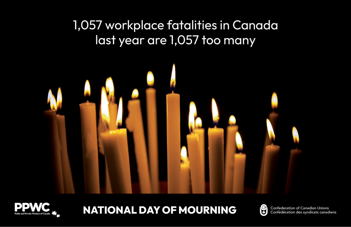 The <a href="/PPWCUnion/">Public and Private Workers of Canada (PPWC)</a> recognizes the National Day of Mourning to remember those lives lost or injured due  to a #workplace tragedy. It’s also a day to collectively renew our commitment to improving #healthandsafety in the workplace. Download the poster at ppwc.ca/ppwc-remembers…