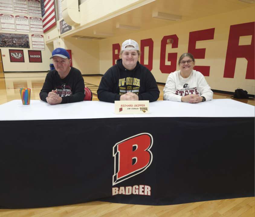 Badger HS Wrestling (@badger2811) on Twitter photo Best of luck to all the seniors who have decided to continue their athletic career at the college level! Shoutout to football players Richard Skipper (center) and Max Davis (TE)! Oshkosh FB has leveled up with these 2!
@JohnWitte20 <a href="/lgbadgerFB/">Badger Football</a> <a href="/iii_skipper/">Richard Skipper III</a> <a href="/MaxDavis4411/">Max Davis</a> <a href="/Bkap24/">Bryan Kaplan</a> Best of luck to all the seniors who have decided to continue their athletic career at the college level! Shoutout to football players Richard Skipper (center) and Max Davis (TE)! Oshkosh FB has leveled up with these 2!
@JohnWitte20 <a href="/lgbadgerFB/">Badger Football</a> <a href="/iii_skipper/">Richard Skipper III</a> <a href="/MaxDavis4411/">Max Davis</a> <a href="/Bkap24/">Bryan Kaplan</a>