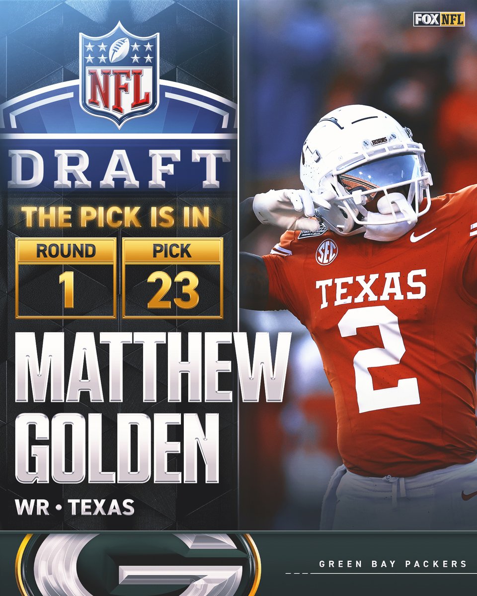 Jordan Love gets himself a new WR as the <a href="/packers/">Green Bay Packers</a> take <a href="/TexasFootball/">Texas Football</a> WR Matthew Golden in the 1st round! 

#NFLDraft