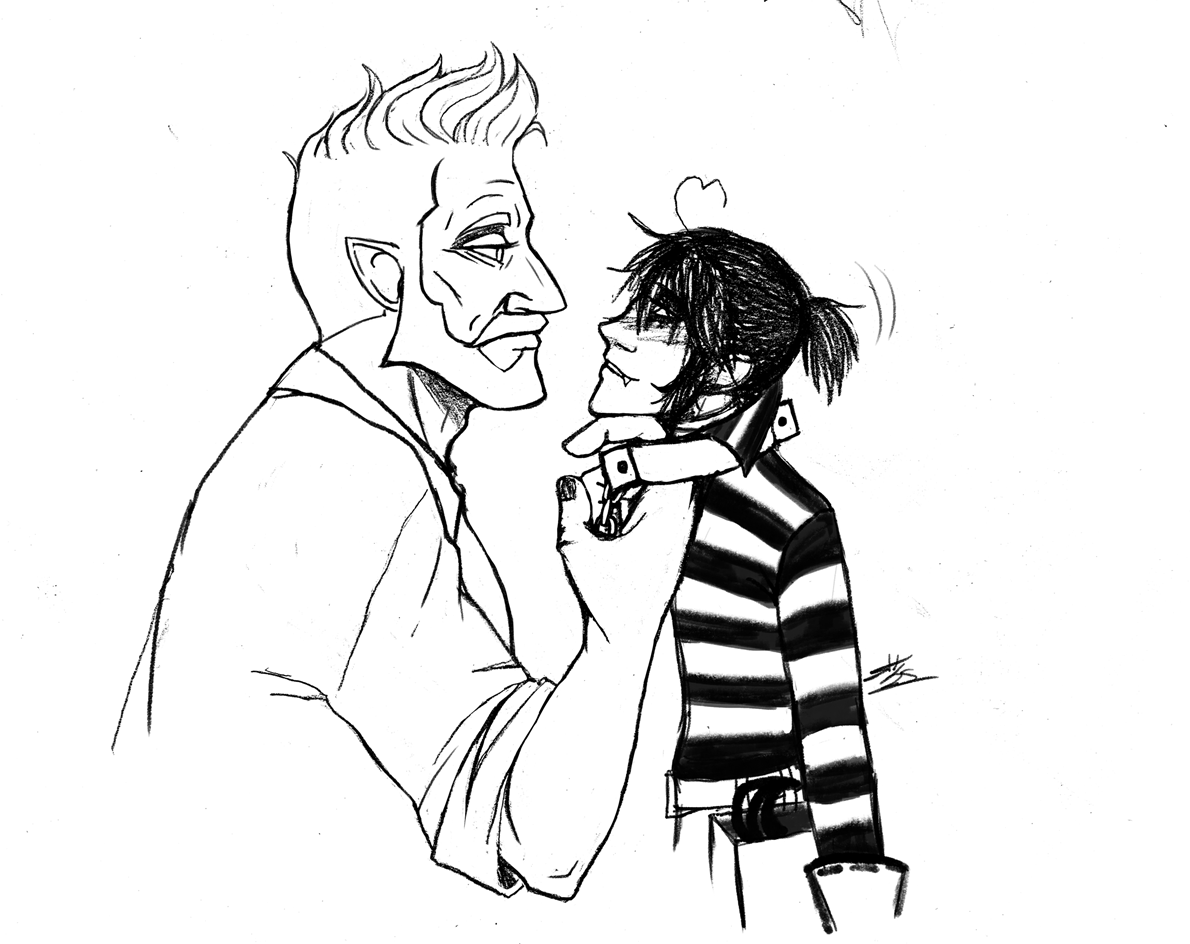 The_Kat_Warrior's tweet photo. I haven't done a lot of Percy/Luca art in... years and I had the itch again because of a certain friend. Why haven't I drawn Percy tugging on Luca's collar before? #idvundead #idvprisoner #identityv #アンデッド #ペルシー #第五人格 #囚人 #ルカ・バルサー #perluca #lucabalsa https://t.co/qkyFXqlzSh