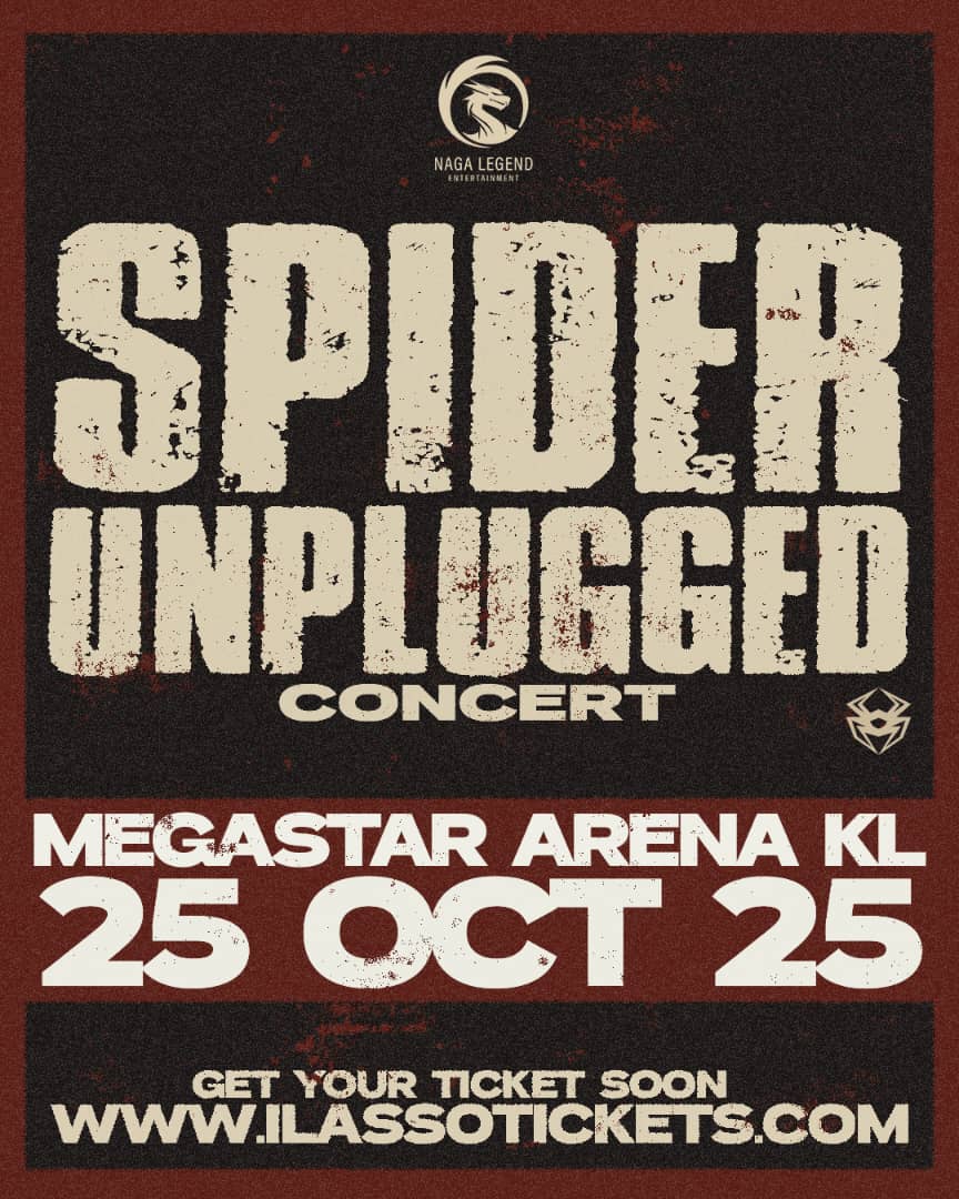 BernamaTV's tweet image. SPIDER UNPLUGGED CONCERT bakal menggegarkan Megastar Arena Kuala Lumpur pada 25 Oktober 2025.

Ini merupakan kali pertama Spider mengadakan konsep unplugged untuk skala besar. 

Tiket mula dijual hari ini pada pukul 3 petang. 

#digitalbernamatv 
#spider 
#konsert
