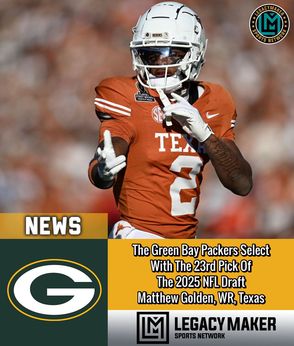 The Green Bay #Packers Select
With The 23rd Pick Of
The 2025 NFL Draft 
Matthew Golden, WR, Texas 

#nfldraft #nfl #lmsnetwork #gopackgo #explore