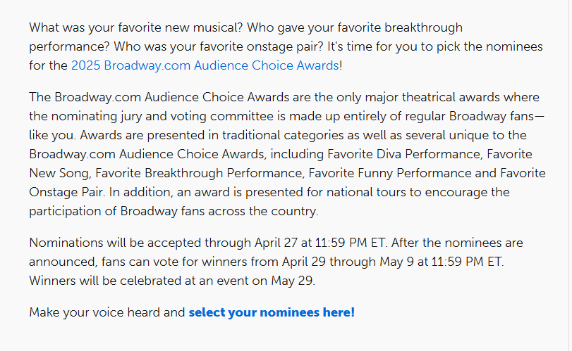 GELLY (@4gelly) on Twitter photo VOTE for <a href="/adamlambert/">ADAM LAMBERT</a> as your Favorite Replacement Emcee at the 2025 Broadway.com Audience Choice Awards Nominations!
Nominations end on April 27th!
You can also vote for Auli'i and Cabaret as Favorite Long -Running Show
broadway.com/buzz/205560/no… VOTE for <a href="/adamlambert/">ADAM LAMBERT</a> as your Favorite Replacement Emcee at the 2025 Broadway.com Audience Choice Awards Nominations!
Nominations end on April 27th!
You can also vote for Auli'i and Cabaret as Favorite Long -Running Show
broadway.com/buzz/205560/no…