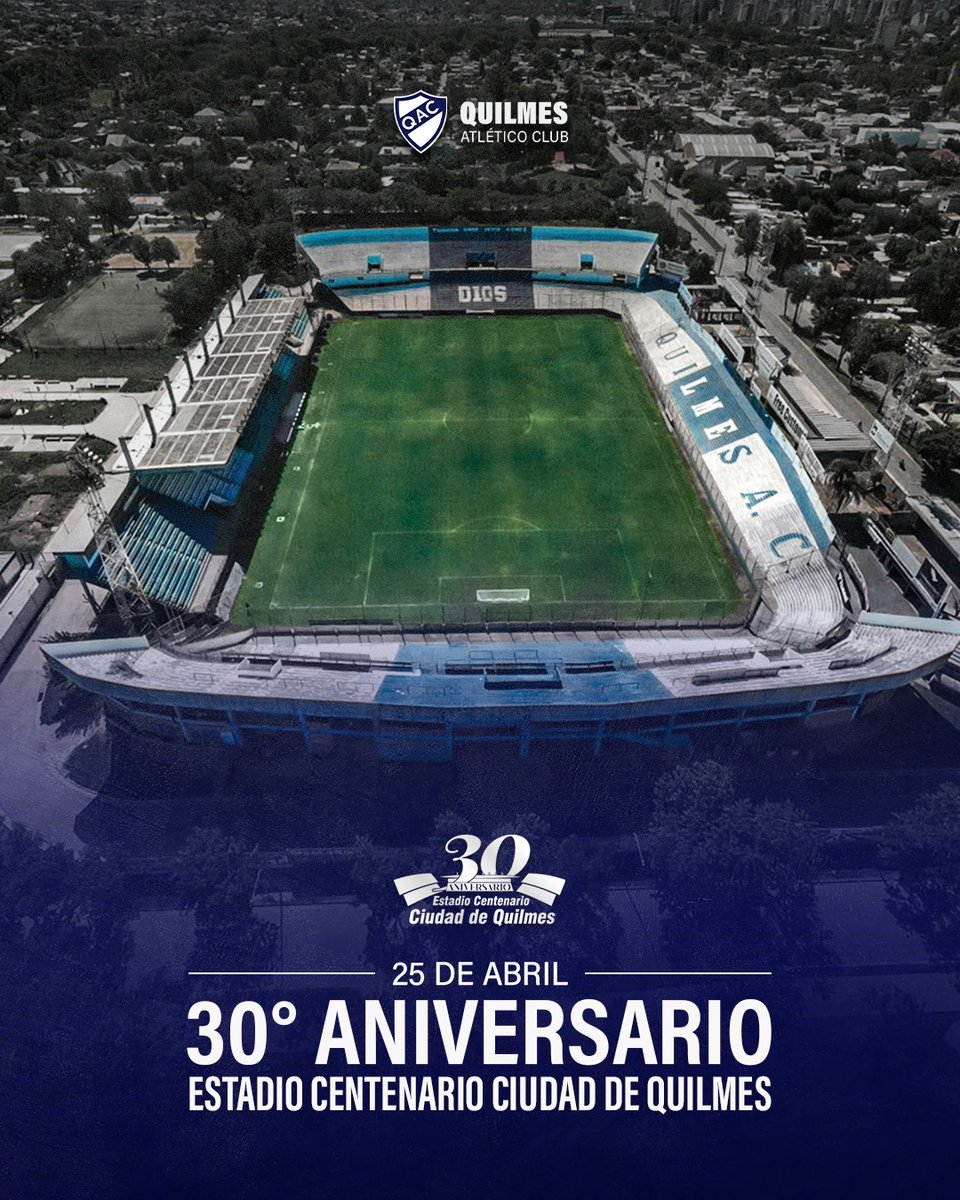 𝑳𝒂 𝒄𝒂𝒔𝒂 𝒅𝒆 𝒕𝒐𝒅𝒐𝒔 𝒍𝒐𝒔 𝒄𝒆𝒓𝒗𝒆𝒄𝒆𝒓𝒐𝒔 🤍

🏟️ Un 25 de abril de 1995, en un partido frente a Nacional, se inauguró el Estadio Centenario Ciudad de Quilmes. Desde aquella tarde, cada rincón guarda una infinidad de historias y recuerdos. 

Hoy, treinta años