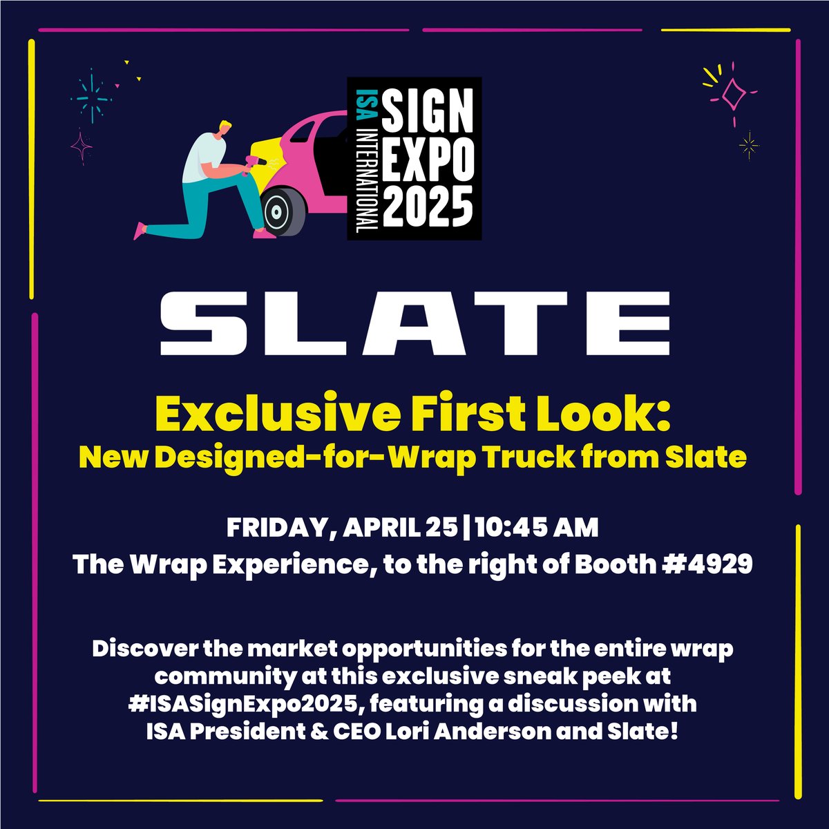 ISA Sign Expo (@isasignexpo) on Twitter photo We are thrilled to give #ISASignExpo2025 attendees and exhibitors a sneak peek at a brand new designed-to-be-wrapped truck from Slate!
No pre-registration required - all are welcome to come!
<a href="/slateauto/">Slate Auto</a> We are thrilled to give #ISASignExpo2025 attendees and exhibitors a sneak peek at a brand new designed-to-be-wrapped truck from Slate!
No pre-registration required - all are welcome to come!
<a href="/slateauto/">Slate Auto</a>