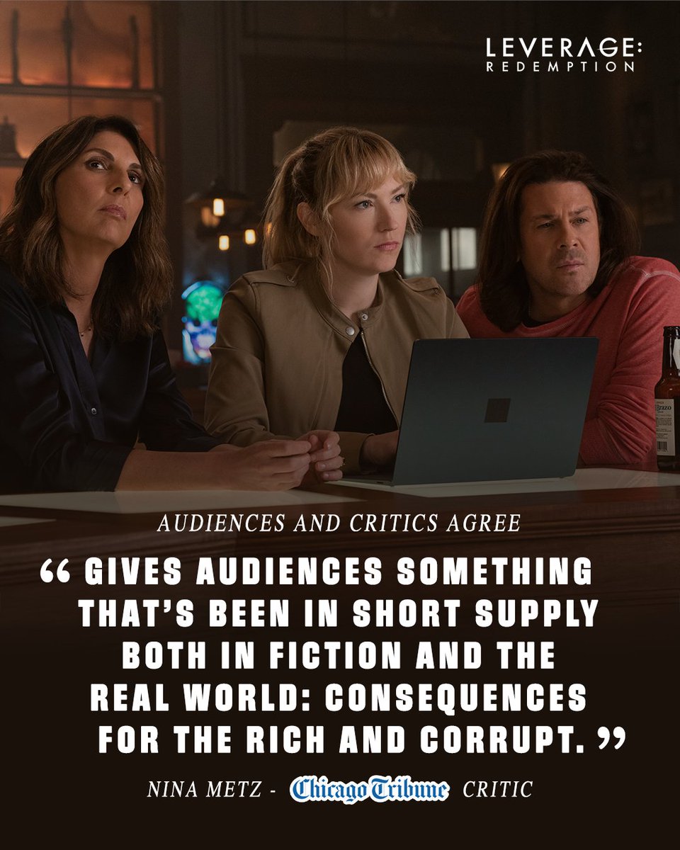 Season 3 of #LeverageRedemption is a hit and <a href="/chicagotribune/">Chicago Tribune</a>  agrees. Catch the new season now on <a href="/PrimeVideo/">Prime Video</a> (stream here: amazon.com/.../B0DWH4GYYQ…), and stream the original #Leverage and past #LeverageRedemption seasons free on #ElectricNOW (electricnow.tv)