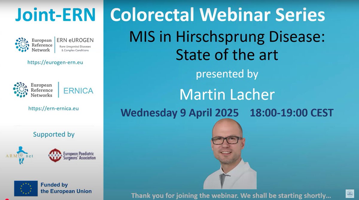Martin Lacher (@martin_lacher) on Twitter photo Had a great time sharing insights on MIS for Hirschsprung disease in the latest <a href="/ERN_eUROGEN/">ERN eUROGEN</a> webinar. Thanks to the 150+ live viewers! 🎥 Now on YouTube: youtube.com/watch?v=aA46q0…
#Hirschsprung #PediatricSurgery #MIS #eUROGEN #ERNICA Had a great time sharing insights on MIS for Hirschsprung disease in the latest <a href="/ERN_eUROGEN/">ERN eUROGEN</a> webinar. Thanks to the 150+ live viewers! 🎥 Now on YouTube: youtube.com/watch?v=aA46q0…
#Hirschsprung #PediatricSurgery #MIS #eUROGEN #ERNICA