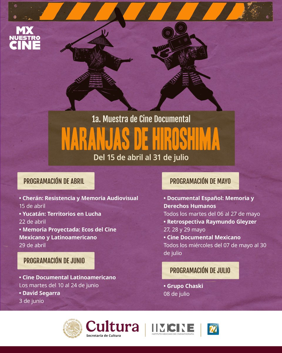 naranjashiroshi's tweet photo. 🎬 ¡Comenzó la 1ª Muestra de Cine Documental @naranjashiroshi  en @mxnuestrocine ! Celebramos 18 años con una selección imprescindible: cine comunitario, memoria, resistencia y grandes documentales de México, Latinoamérica y España. https://t.co/LxBTDykIhU https://t.co/ilIOTVZ6Bj