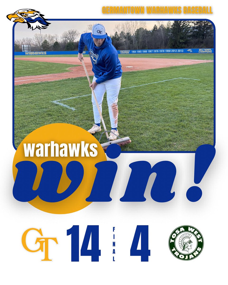 Germantown Baseball (@germantownbsb) on Twitter photo He can rake the grass too! <a href="/CCGordon08/">Carter Gordon</a> had a dayโฆ
3x4, 2B, HR, 6 RBIโs to lead Warhawks to a 14-4 Dub vs Tosa West. Doug Wagner & Grady Cheever collected hits each, and <a href="/LoganZaverl/">Logan Zaverl</a> went 5 strong for the win.
#HawkPride๐ฆ
โพ๏ธ He can rake the grass too! <a href="/CCGordon08/">Carter Gordon</a> had a dayโฆ
3x4, 2B, HR, 6 RBIโs to lead Warhawks to a 14-4 Dub vs Tosa West. Doug Wagner & Grady Cheever collected hits each, and <a href="/LoganZaverl/">Logan Zaverl</a> went 5 strong for the win.
#HawkPride๐ฆ
โพ๏ธ