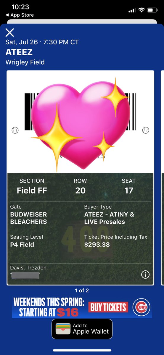 ohitstrezdon's tweet image. i’m selling my two floor tickets for the ateez chicago concert tour date. my girlfriend and i aren’t going anymore so we’re selling for regular price. i’m 100% more than happy to facetime, or call, or whatever you wanna do to feel comfortable for the hand over!! just lmk (: