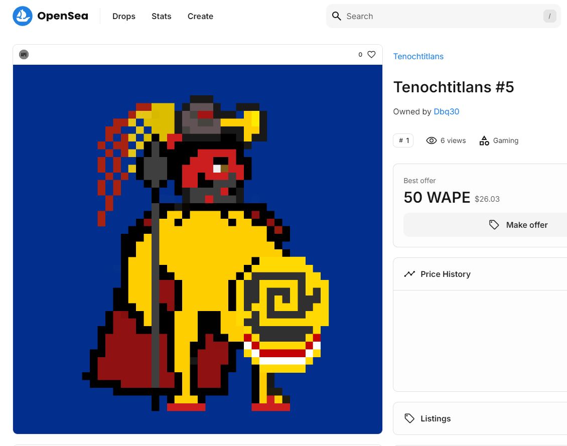 The first of 25 Custom 1/1 replacements just went out to one of the lucky winners of the Tenochtitlan number sequence lottery. 

Based on the Aztec mythology of the 5 Suns, appropriately, Number 5 in the collection was designated for a Custom work of art!