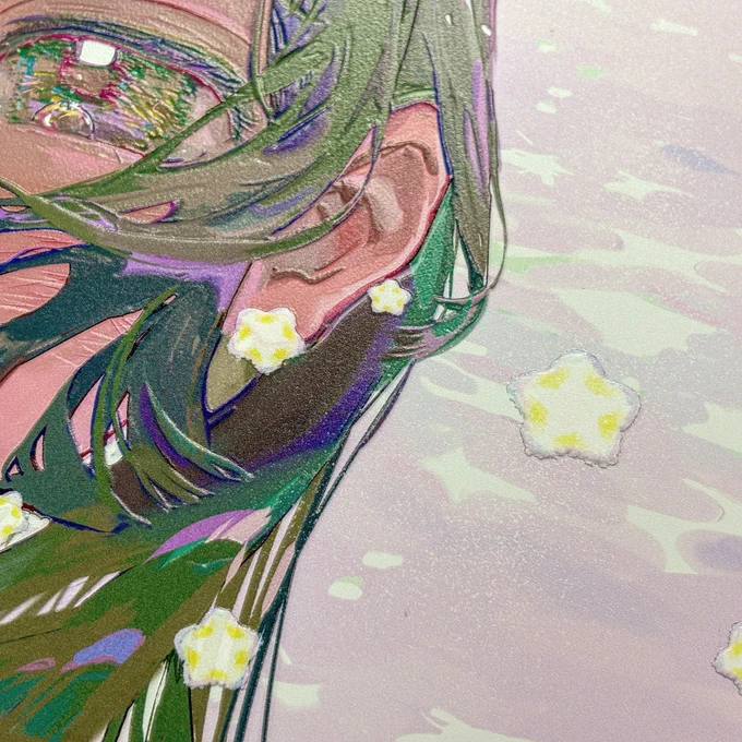 sneak peeks of the metal canvas in production for our exhibition  look at the metal sheen! and the 2.5D effect!i can't wait to see the final pieces  