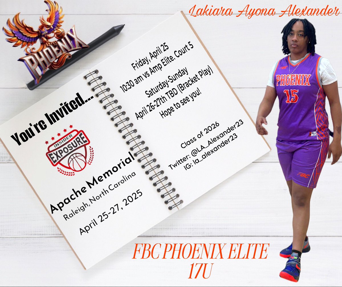 Lakiara Ayona Alexander (@la_alexander23) on Twitter photo It’s hooping time! See you this weekend in RALEIGH, NC! <a href="/LadyPhoenixBas/">Lady Phoenix Basketball</a> <a href="/DelaneyRudd4/">Delaney Rudd</a> <a href="/InsiderExposure/">InsiderExposure</a> It’s hooping time! See you this weekend in RALEIGH, NC! <a href="/LadyPhoenixBas/">Lady Phoenix Basketball</a> <a href="/DelaneyRudd4/">Delaney Rudd</a> <a href="/InsiderExposure/">InsiderExposure</a>