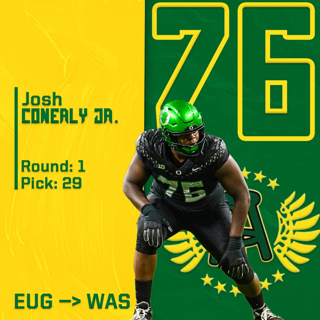 BarstoolDucks's tweet photo. Josh Conerly Jr. is off to WAS‼️
With the 29th pick in the #eneffeldraft https://t.co/XLdjhLUUwc