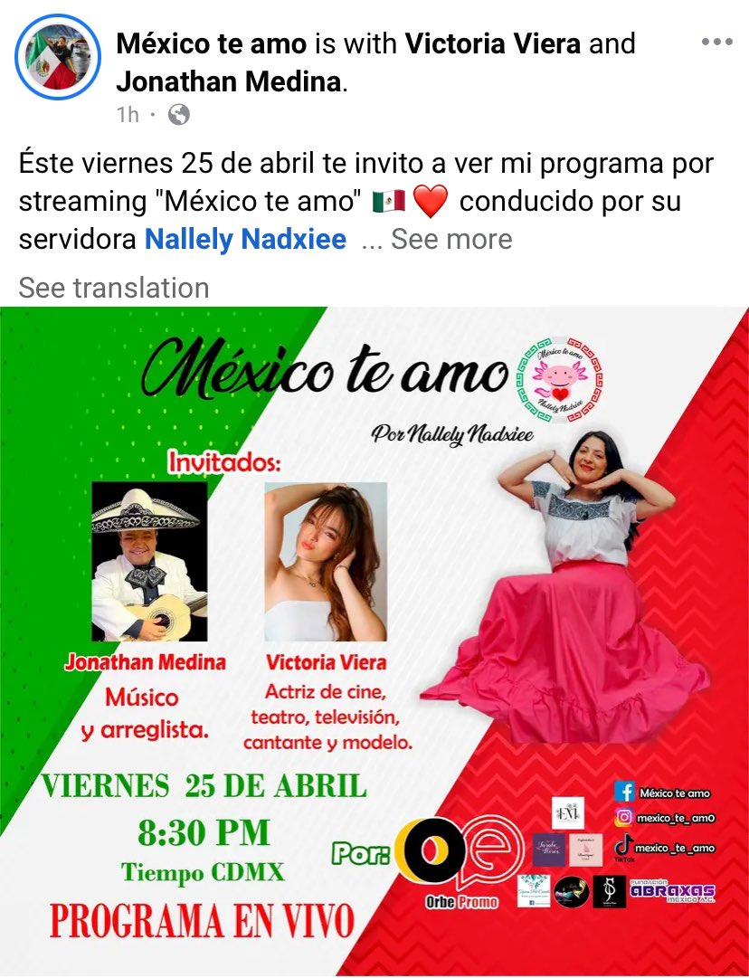 Amigossss MAÑANAAAA programa en VIVO redes de Mexico te Amo vean foto ⬇️ y ahí están #victoriaviera canta en #diadelamusicaregional